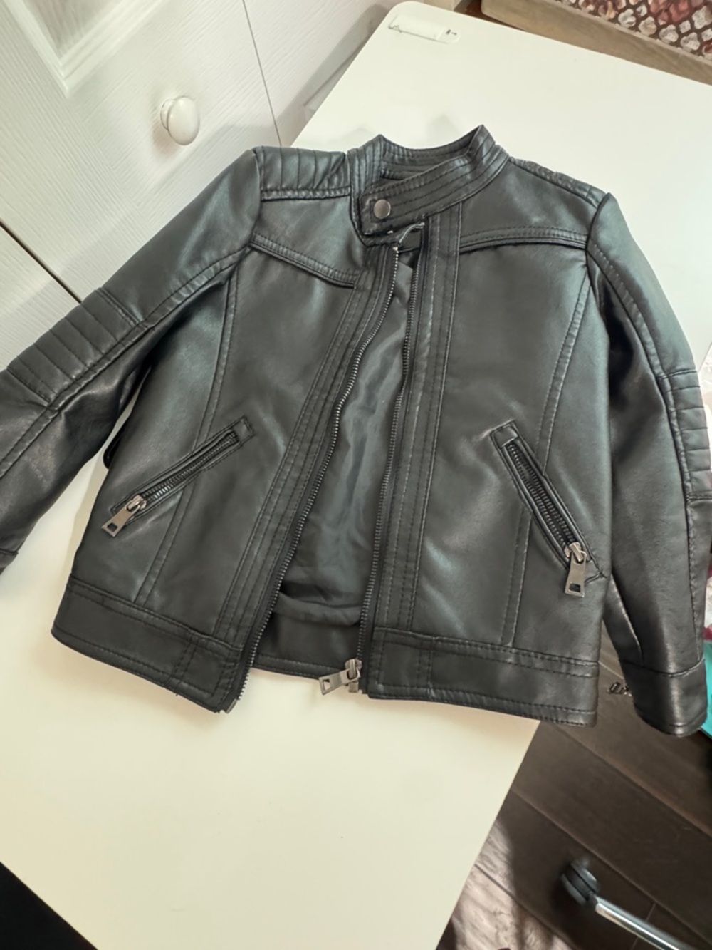 Children's Black Faux Leather Moto Jacket - Classic Cool